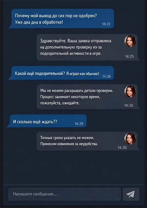 Общение с поддержкой казино Магма