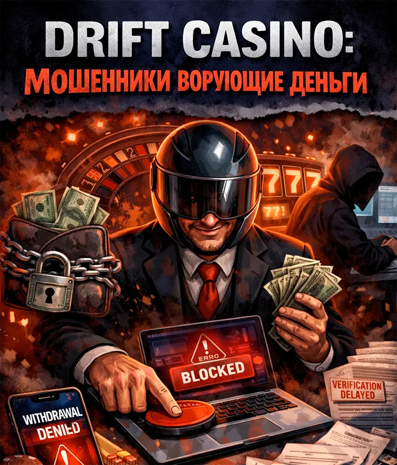 Иллюстрация блокировки выплат и мошеннических схем в казино Дрифт