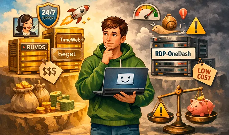 Сравнение RDP OneDash с RUVDS TimeWeb и Beget по отзывам пользователей