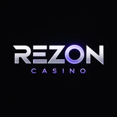 Логотип Rezon Casino на темном фоне