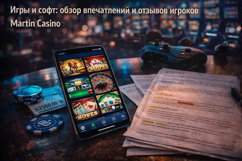 Смартфон с выбором игровых автоматов и обзор софта в казино Мартин