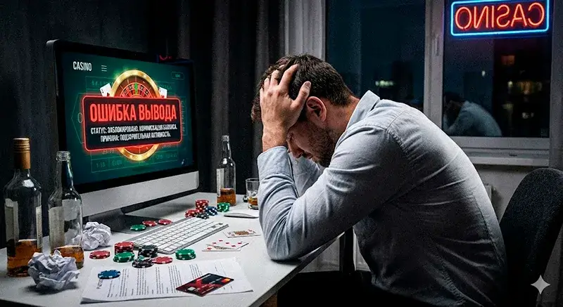 Игрок в отчаянии из-за ошибки вывода средств в онлайн казино